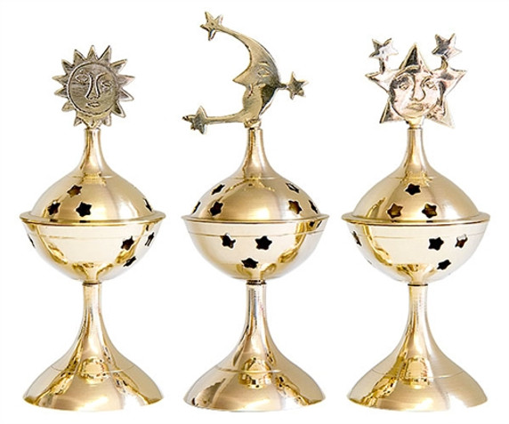 Brass Celestial Burners 6"H (Set of 3)