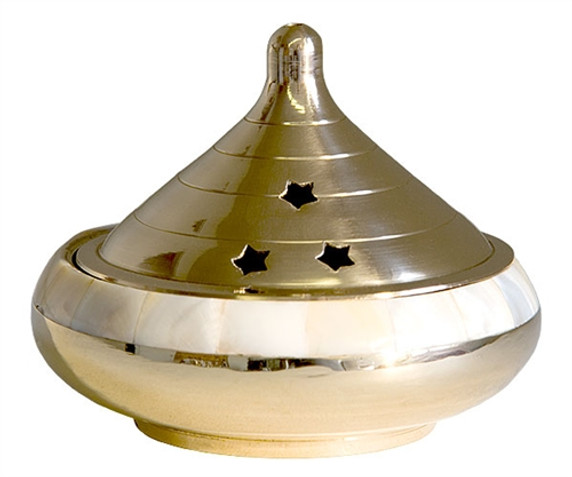 Brass Mother of Pearl Temple Burner 4"D