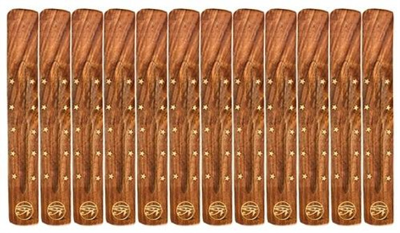 Style elytS Wooden Ash Catcher Brass Inlay Egyptian Eye 10L Set of 12