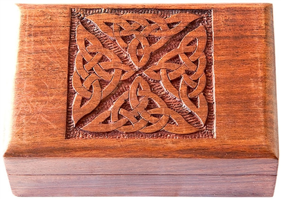 Wooden Celtic Triquetra Carved  Box 4"x6"