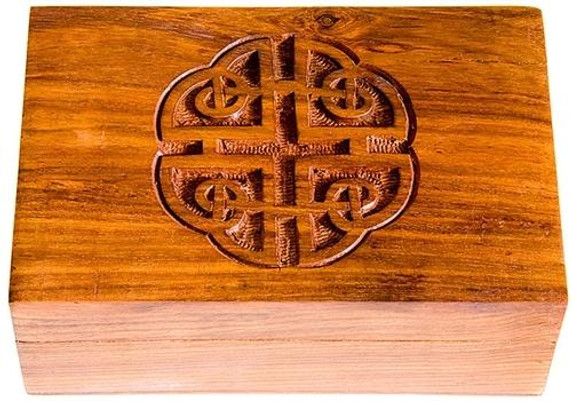 Style elytS Wooden Celtic Carved Box 4x6