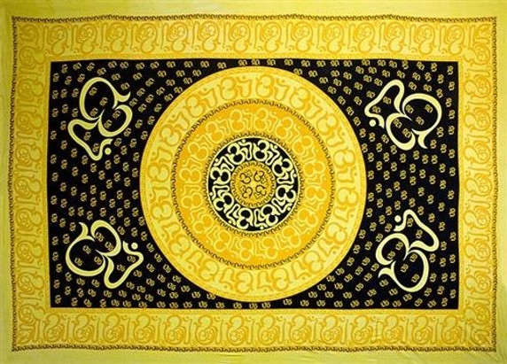Style elytS Om Mandala Tapestry 74x 103 Yellow