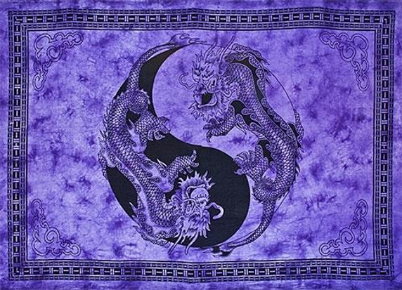 Style elytS Yin-Yang Dragon Tapestry 72x 108 Purple