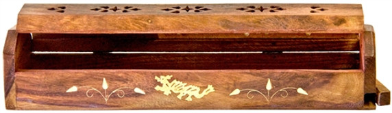 Wooden Coffin Box Dragon 12"L