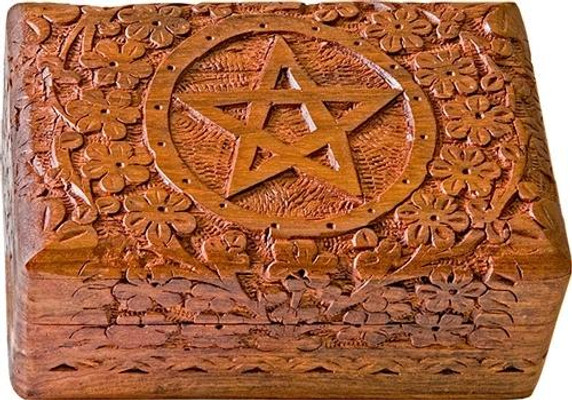 Style elytS Wooden Pentacle Carved Box 4x 6