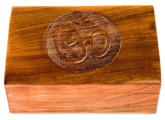 Wooden Om Carved Box 4"x6"
