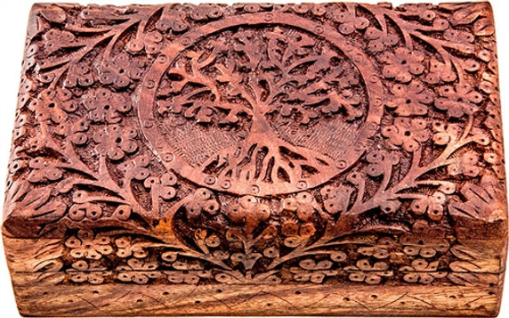 Wooden Carved Box - Tree of Life 5 x 8