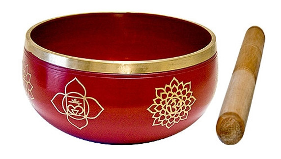 7 Chakra Brass Tibetan Singing Bowl - Red 5"D