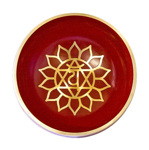 7 Chakra Brass Tibetan Singing Bowl - Red 5"D