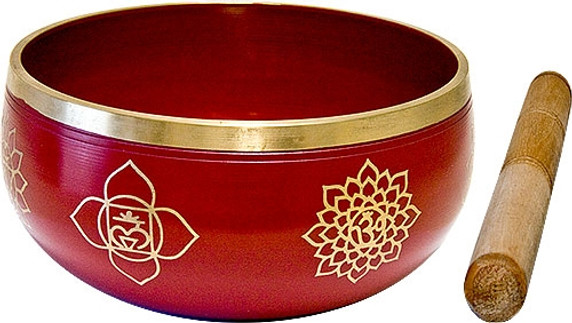 7 Chakra Brass Tibetan Singing Bowl - Red 6"D