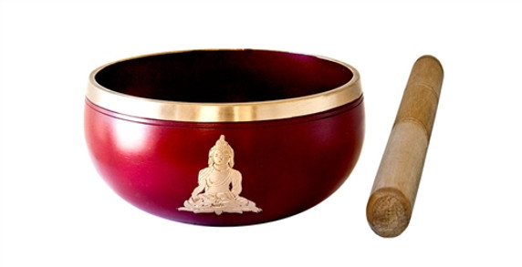 Buddha Brass Tibetan Singing Bowl - Red 4"D