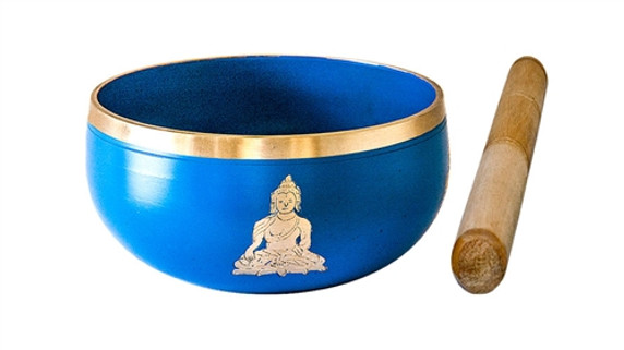 Buddha Brass Tibetan Singing Bowl - Blue 4"D