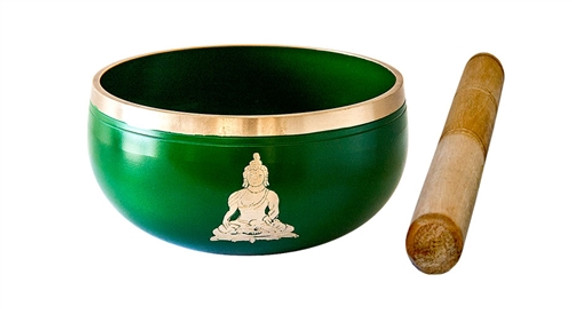 Buddha Brass Tibetan Singing Bowl - Green 4"D
