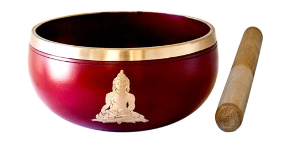 Buddha Brass Tibetan Singing Bowl - Red 5"D