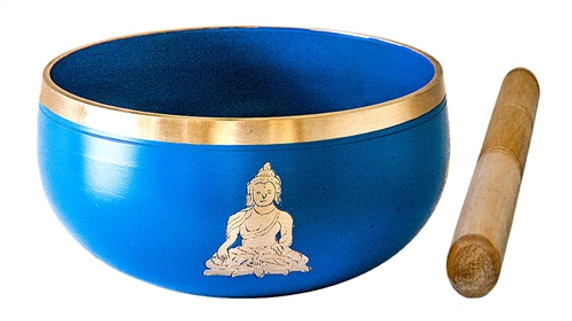 Buddha Brass Tibetan Singing Bowl - Blue 5"D