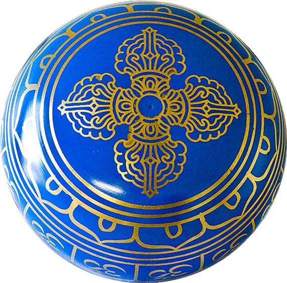 Om Brass Tibetan Singing Bowl - Blue 6"D