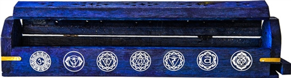 Wooden Coffin Box - 7 Chakra Purple 12"L