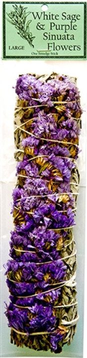 White Sage & Purple Sinuata Flowers 9"L (Large)