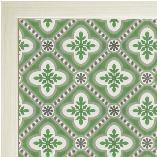 blithe green lap tray with cream frame, close up