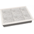 smoke grey lap tray with cream frame and a grey cushion