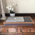 terra 53 large grey laptop tray with wood frame pictured with laptop on top it