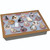 Cats on Mats blue lap tray with wood frame and grey cushion