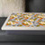Koi Fish and Lotus Flower lap tray with cream frame and grey cushion