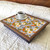 Koi Fish and Lotus Flower lap tray with wood frame and grey cushion