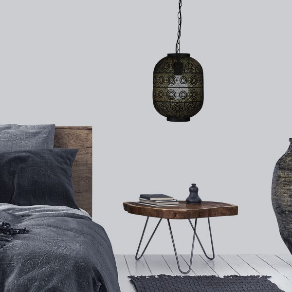 Alpha Cylindrical Black Moroccan Pendant Light Zest Lighting