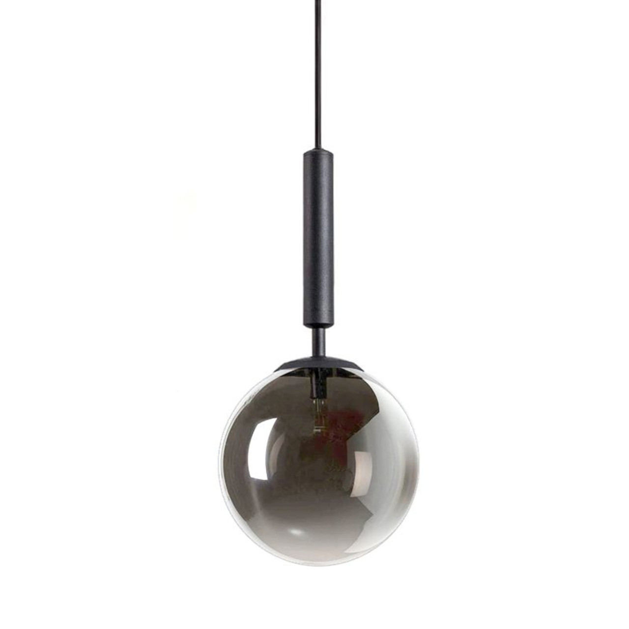 Victoria Black Round Ball Smoke Glass Pendant Light Zest Lighting