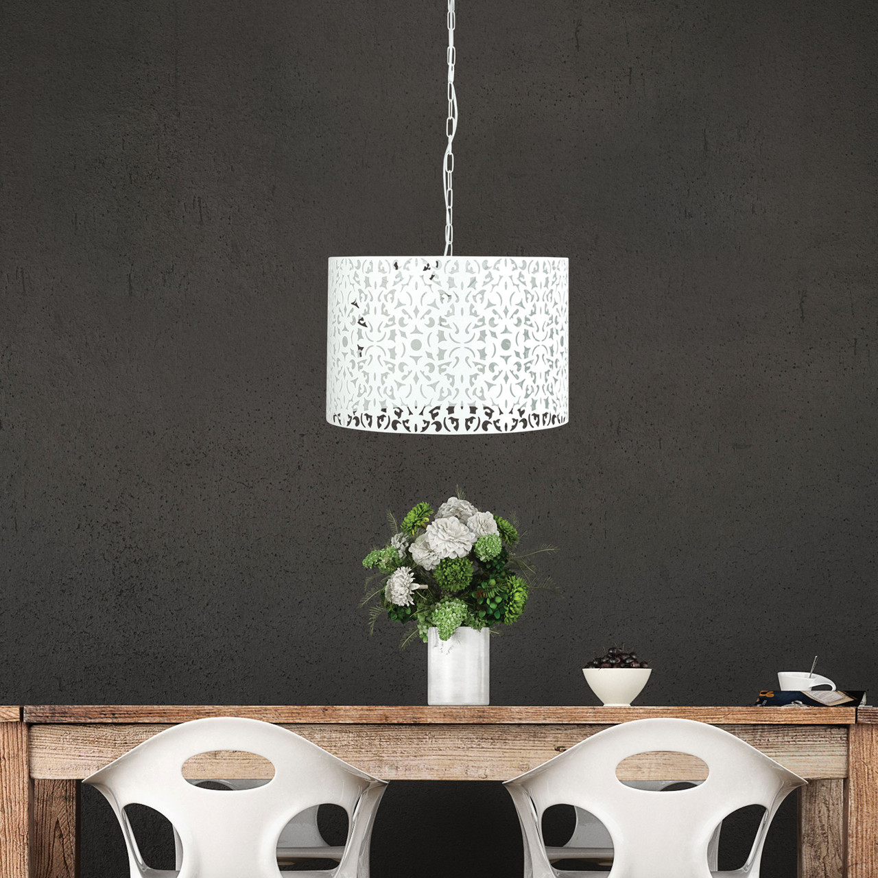 Vestia Laser Cut White Pendant Light Zest Lighting - Main Image