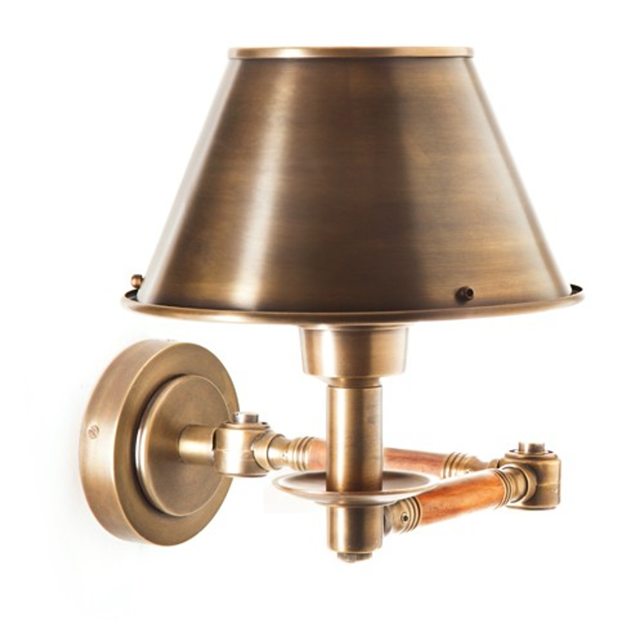 Antique brass plug in shop wall light