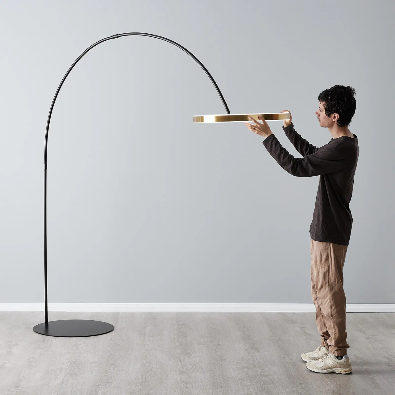 Gold arc deals floor lamp