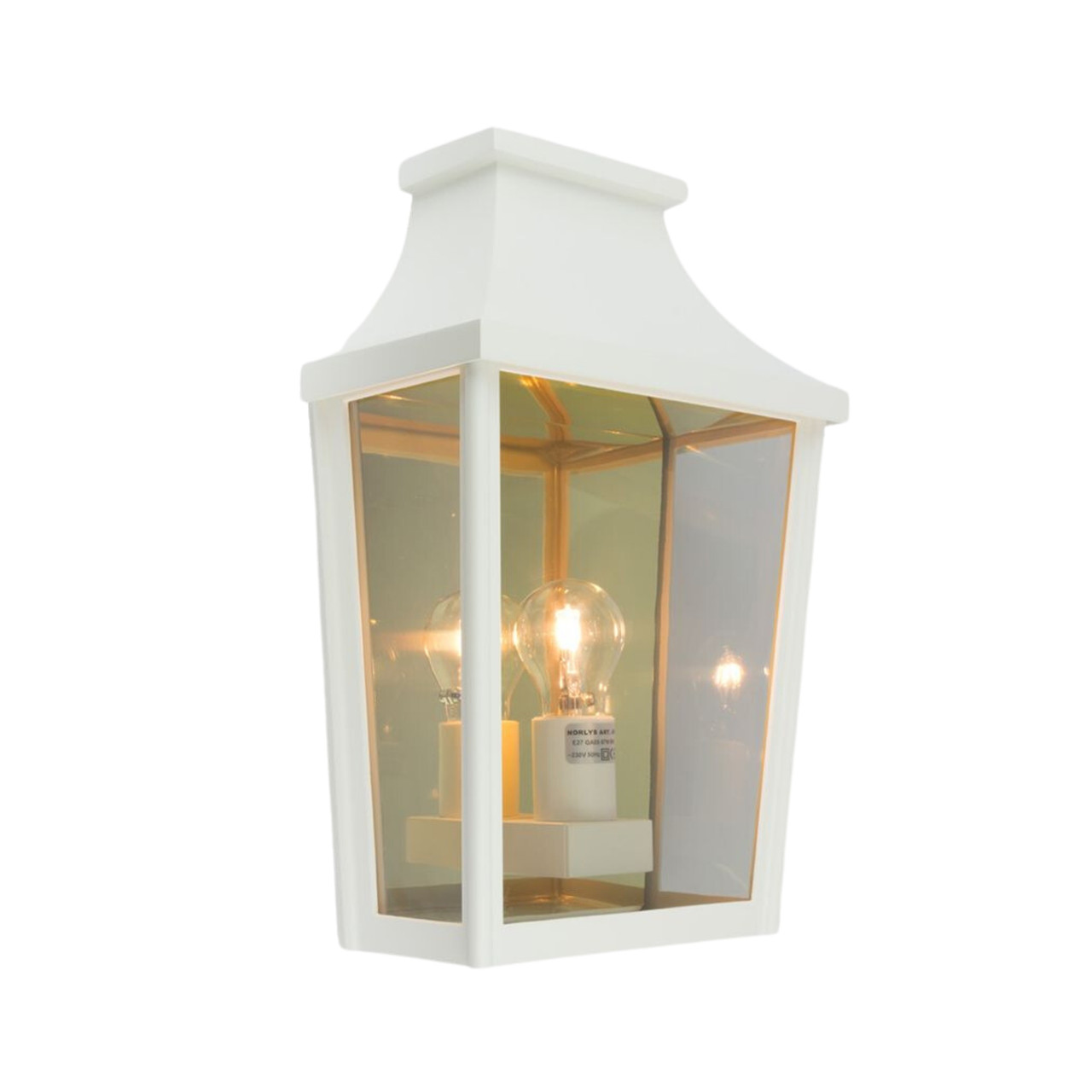 London Flush White Lantern Wall Light