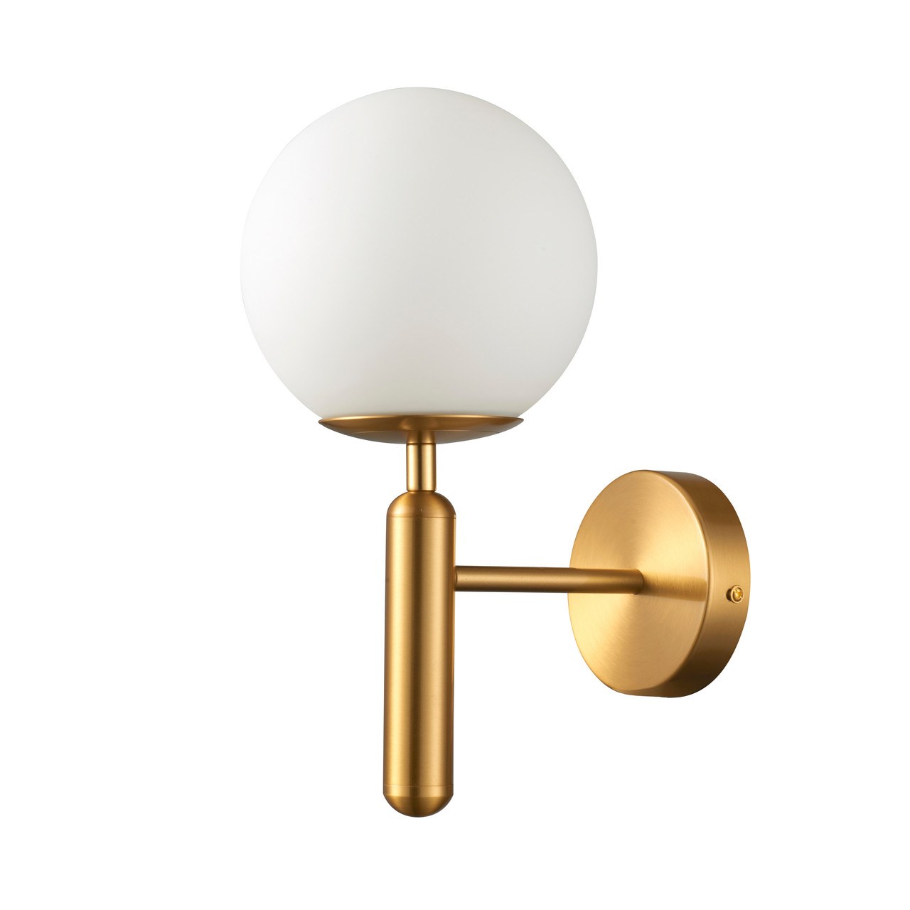Globe White Glass Gold Wall Light (GLOBE-BR-W)
