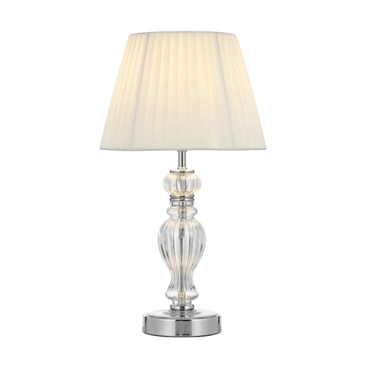 White and chrome bedside shop lamp