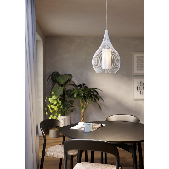 Razoni 1 White Wire Cage Pendant Light - Zest Lighting