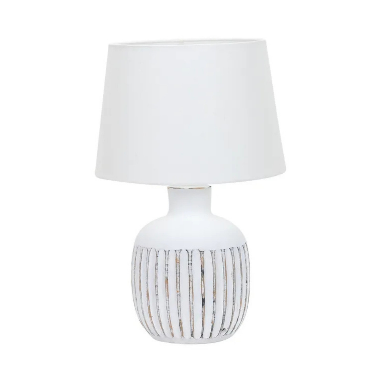 Ash White Gold Metallic Ribbed Ceramic Table Lamp - Zest Lighting