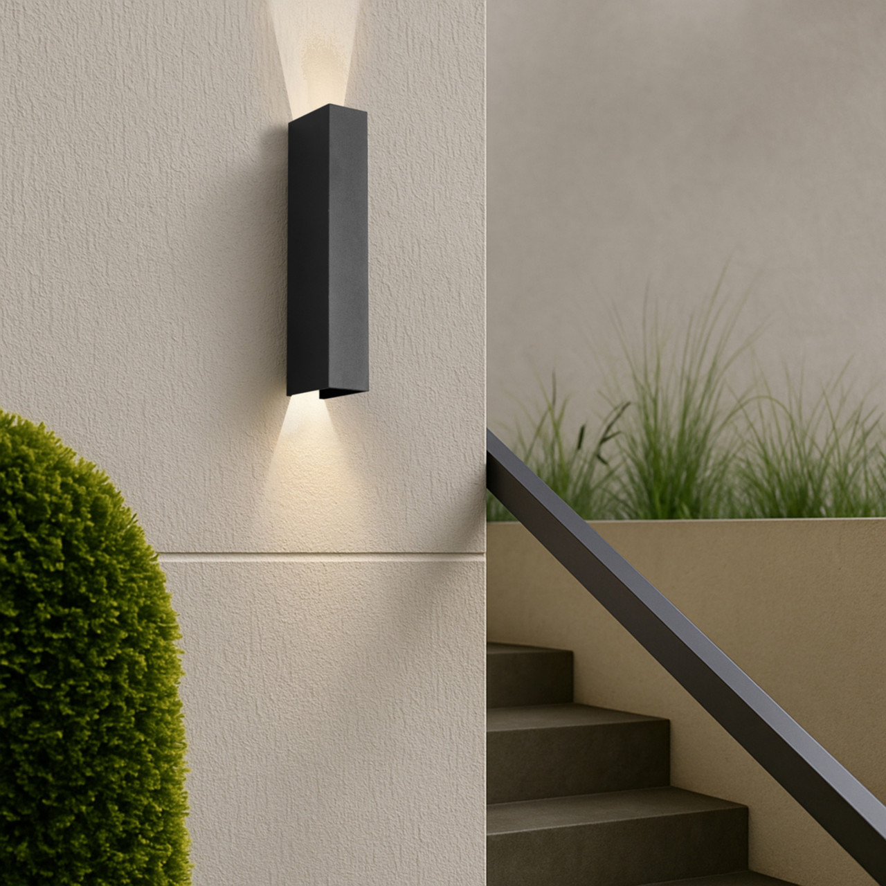 Ravin Sand Black IP54 Rectangle LED Wall Light - Zest Lighting