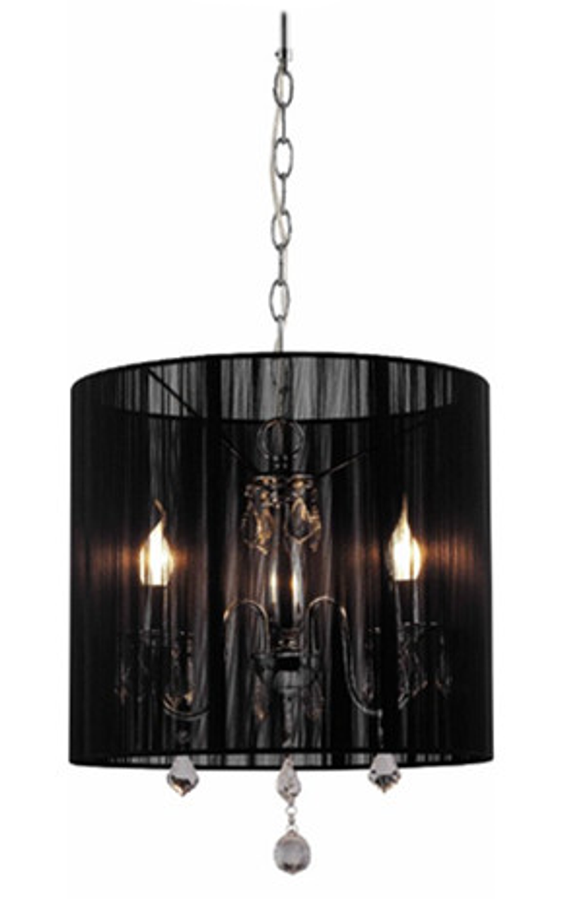 chandelier with black shade and crystal drops