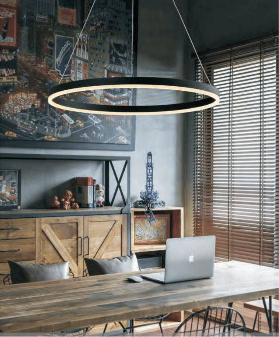 Curvor Black Ring LED Pendant Light Zest Lighting