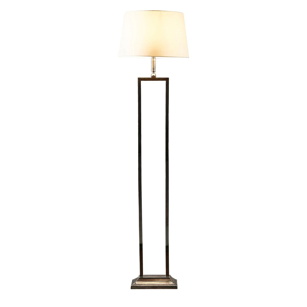 Derry Antique Silver with Ivory Linen Shade Classic Floor Lamp - Zest Lighting