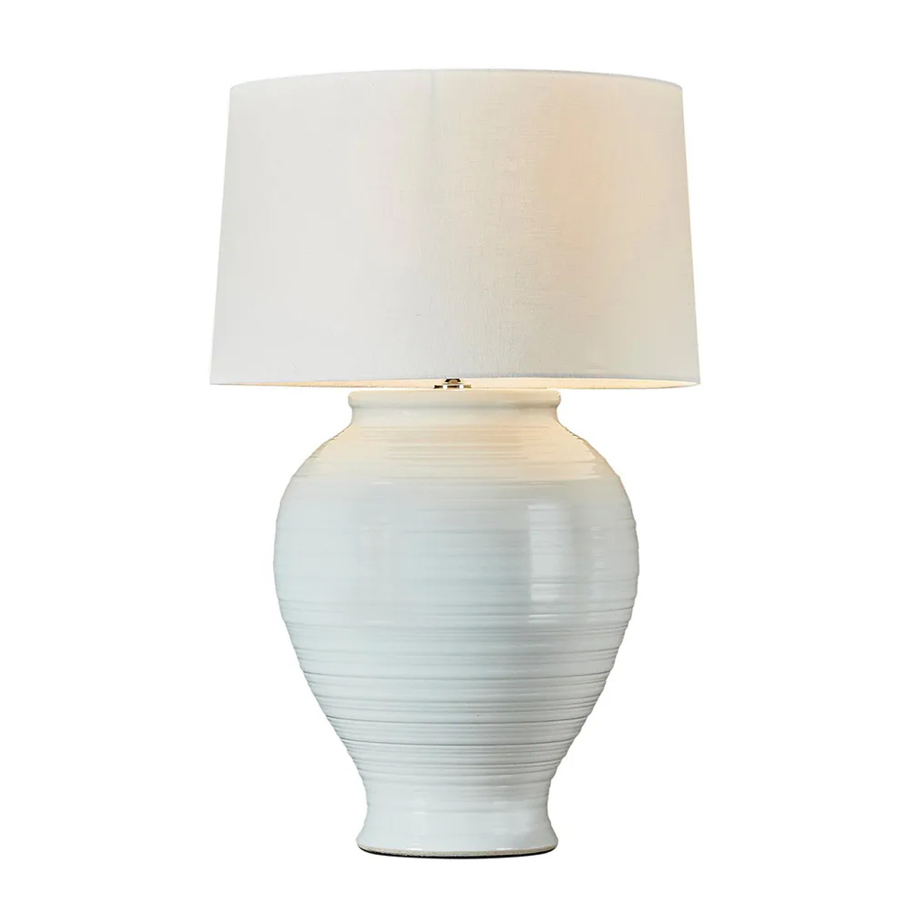 large ribbed ceramic table lamp