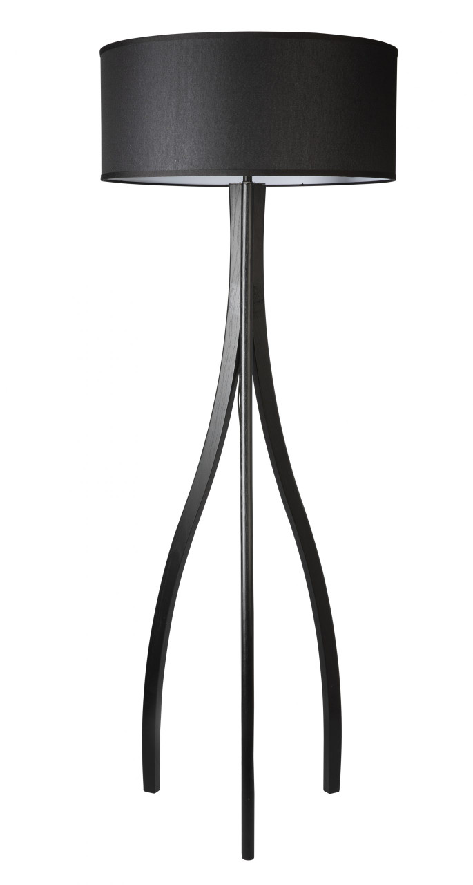 Curved black shop floor lamp