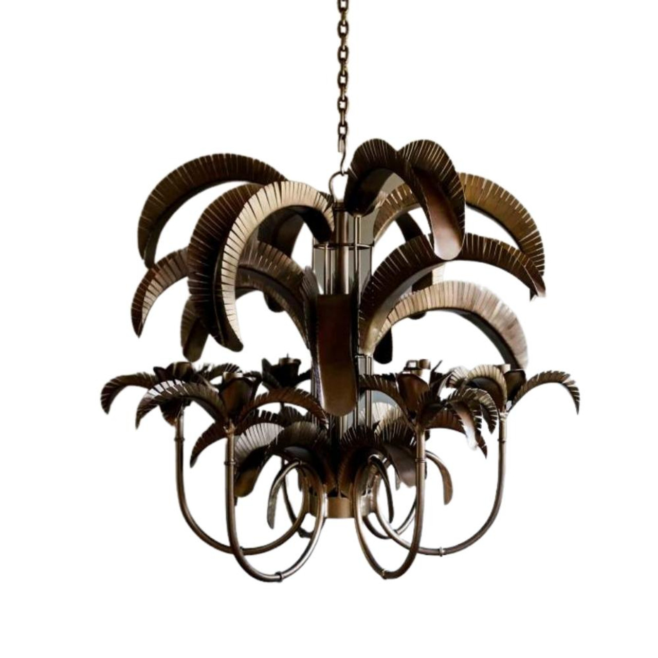 gold palm leaf pendant light