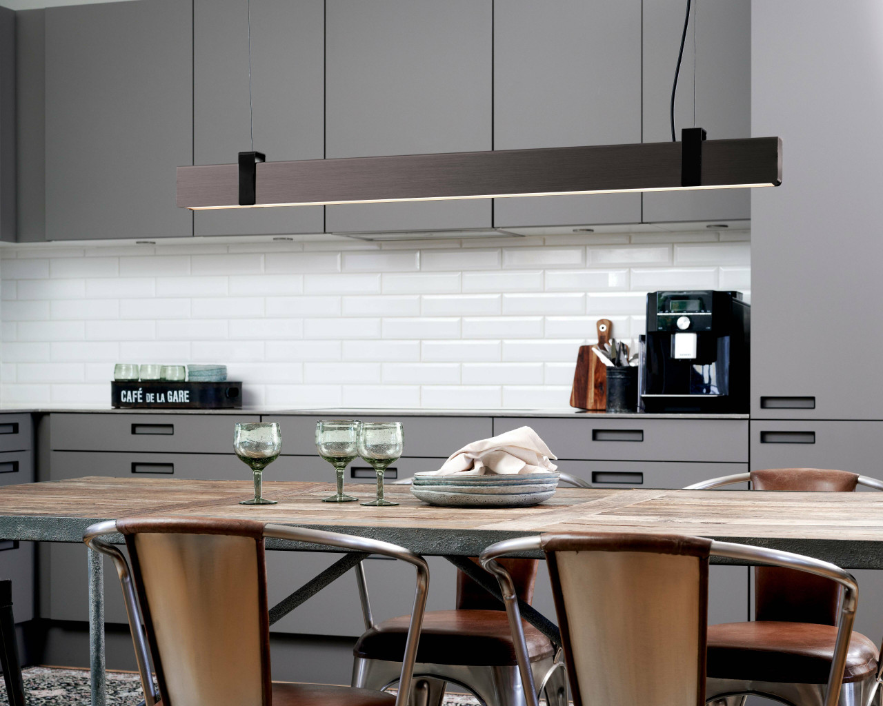 Lilt Gunmetal Linear LED Dimmable Pendant - Zest Lighting