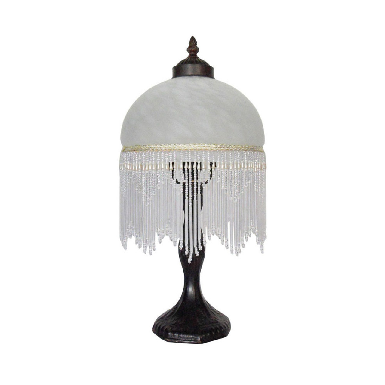 white beaded table lamp