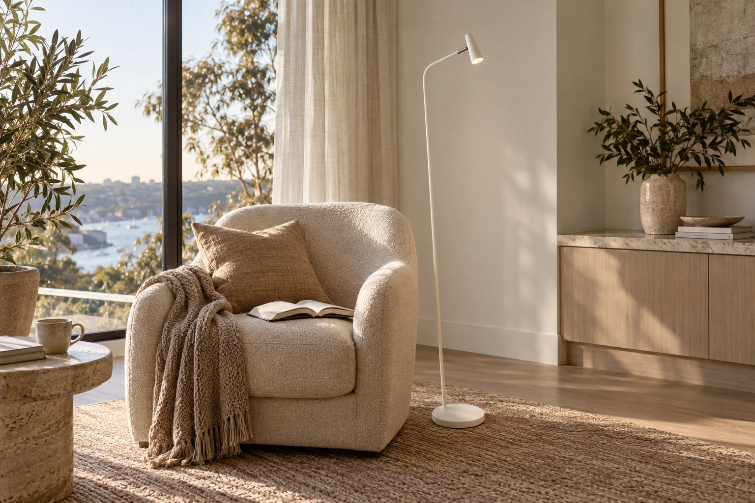Bormio White Dimmable LED Floor Lamp
