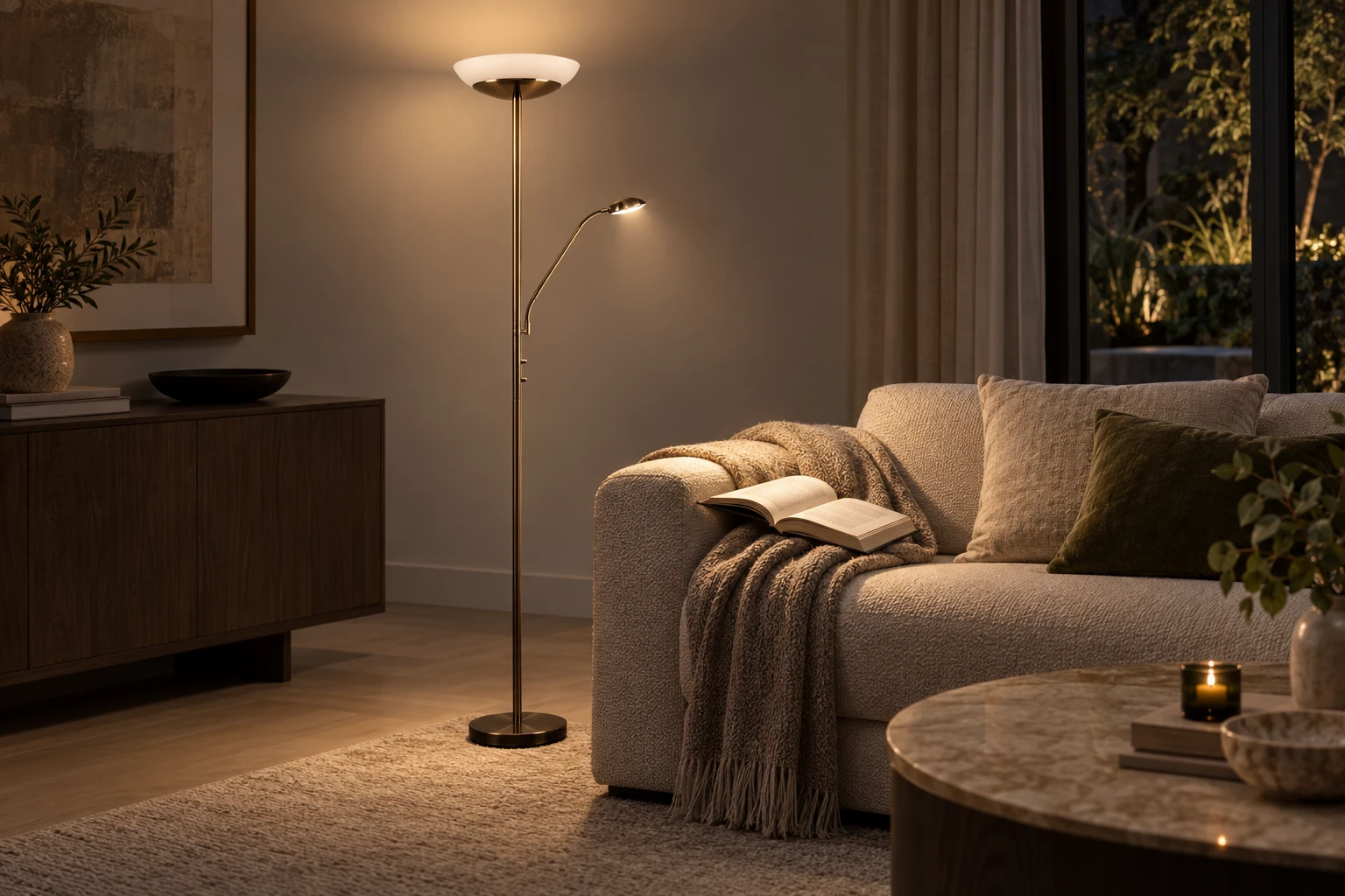 Eden Antique Brass Mother and Child Floor Lamp