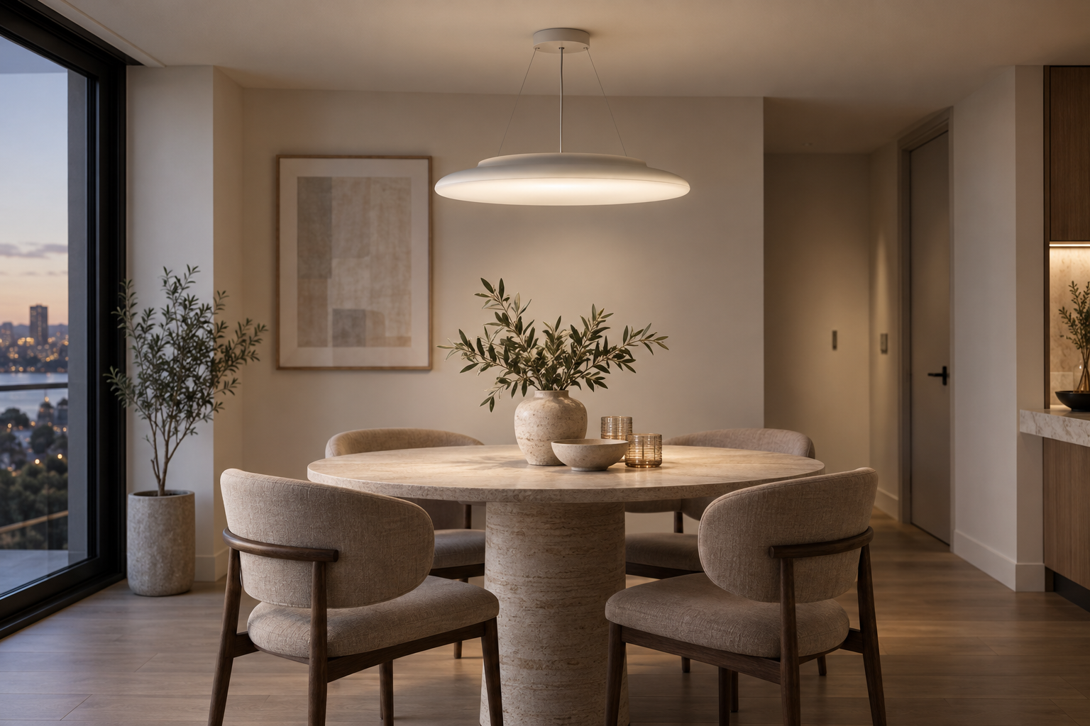 Sleek Opal White Close To Ceiling Light